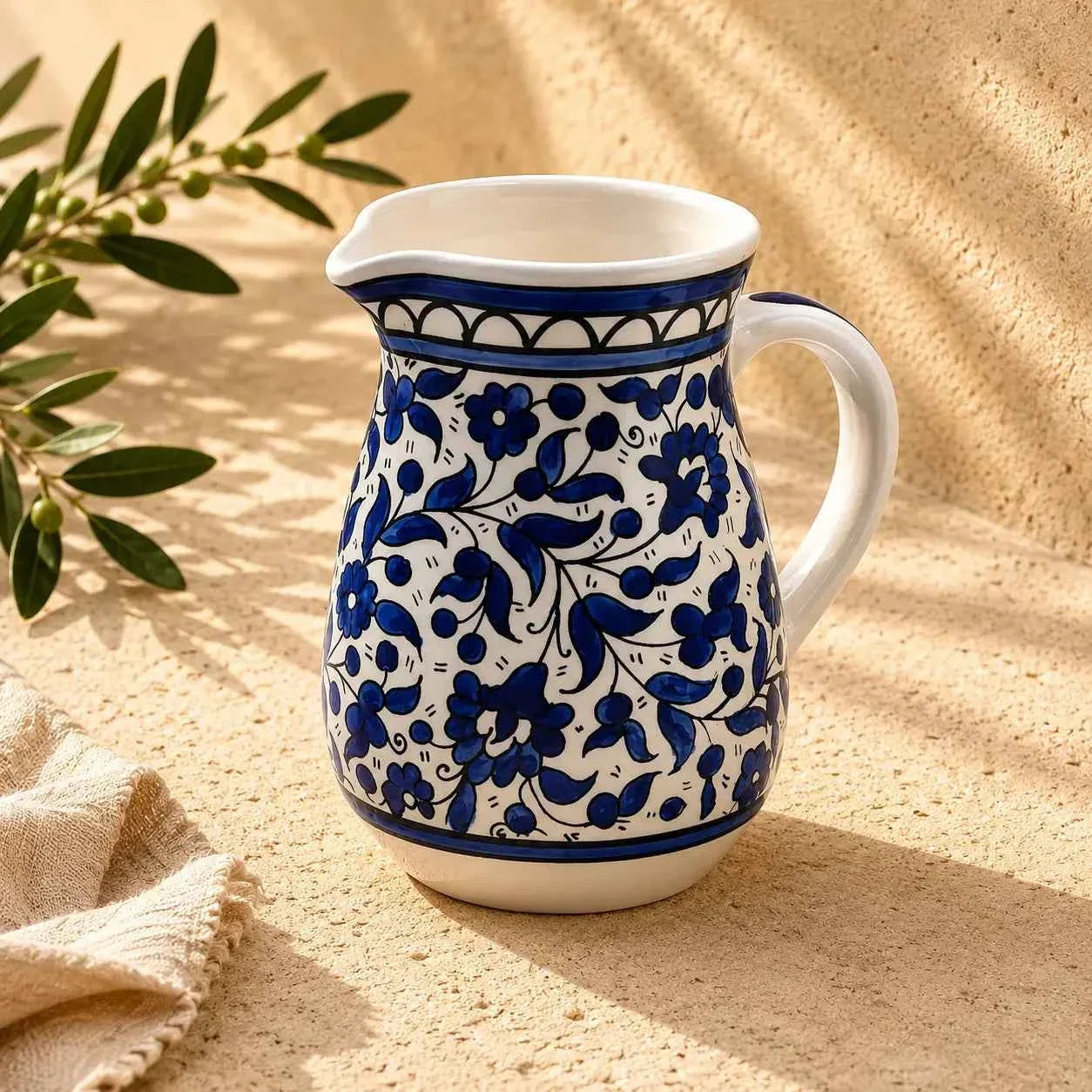 Haleeb Handmade Palestinian Ceramic Pitcher – Elevate Your Serving Experience