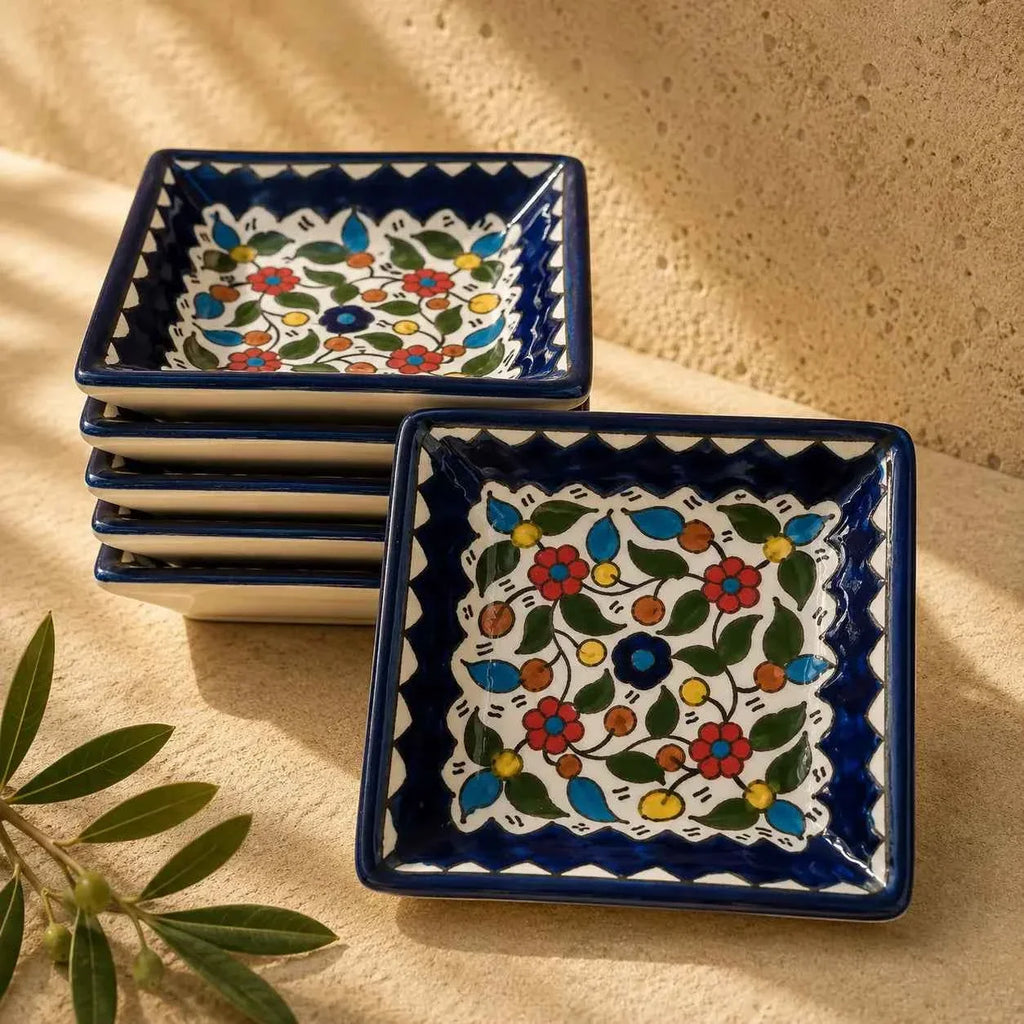 Handmade Ceramic Serving Plate - Elegant 10 cm Square Dish for Appetizers & Decor