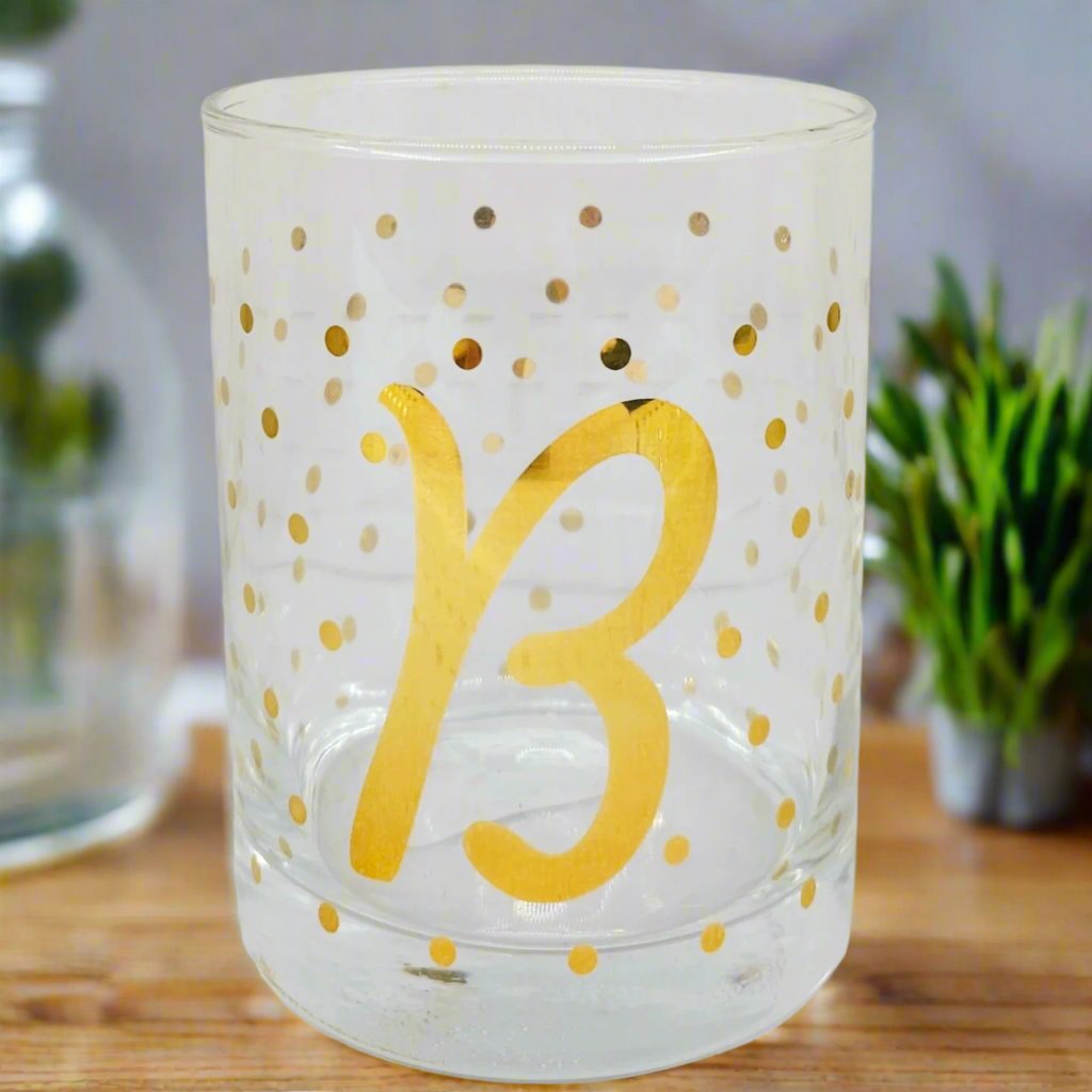 Luminarc Aristocrat 14 ounce Real Gold Monogram