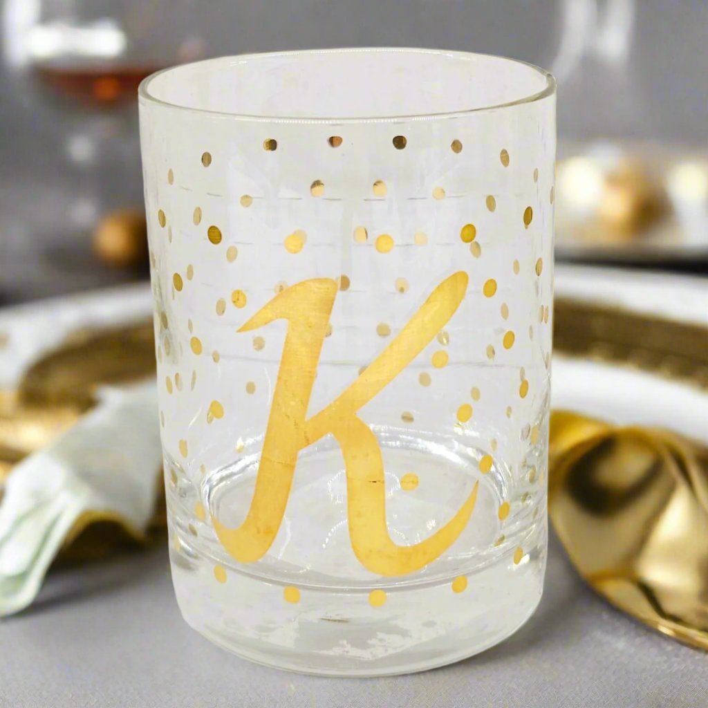 Luminarc Aristocrat 14 ounce Real Gold Monogram