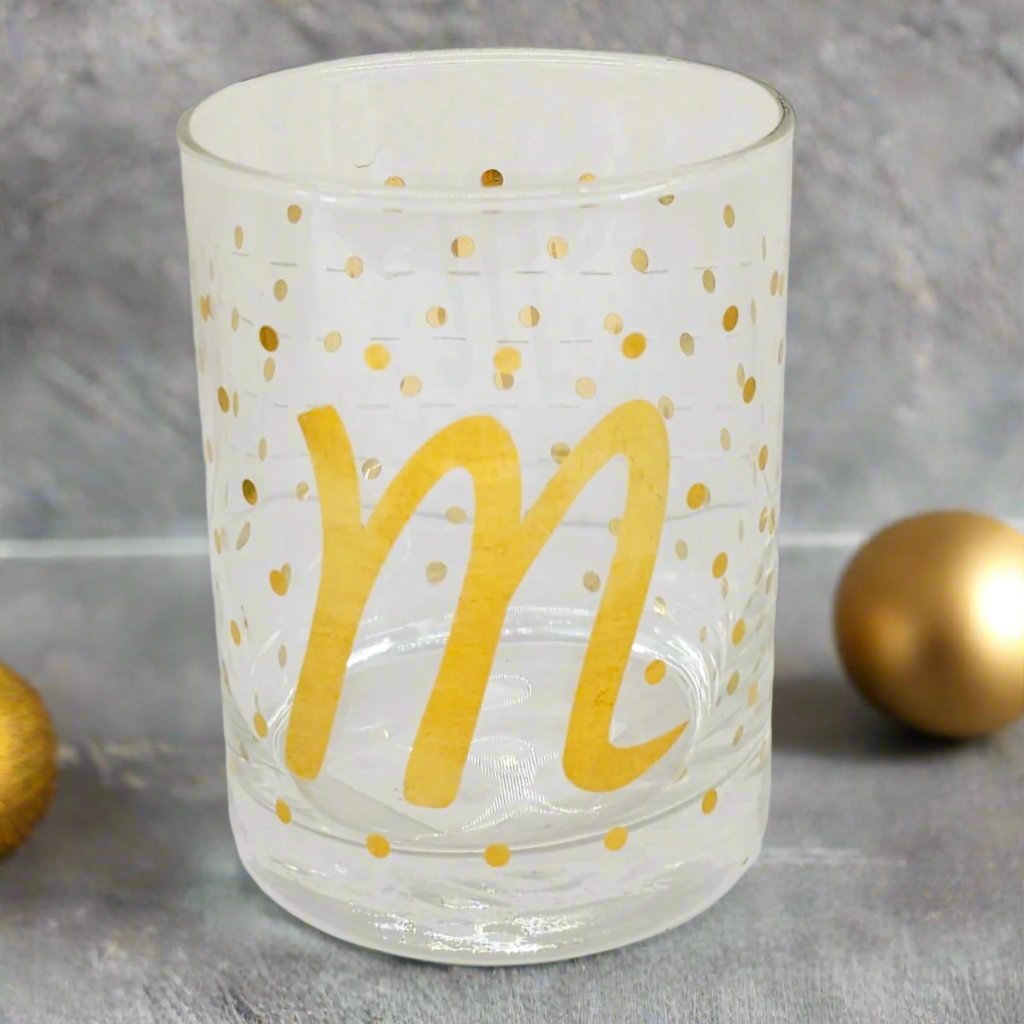 Luminarc Aristocrat 14 ounce Real Gold Monogram