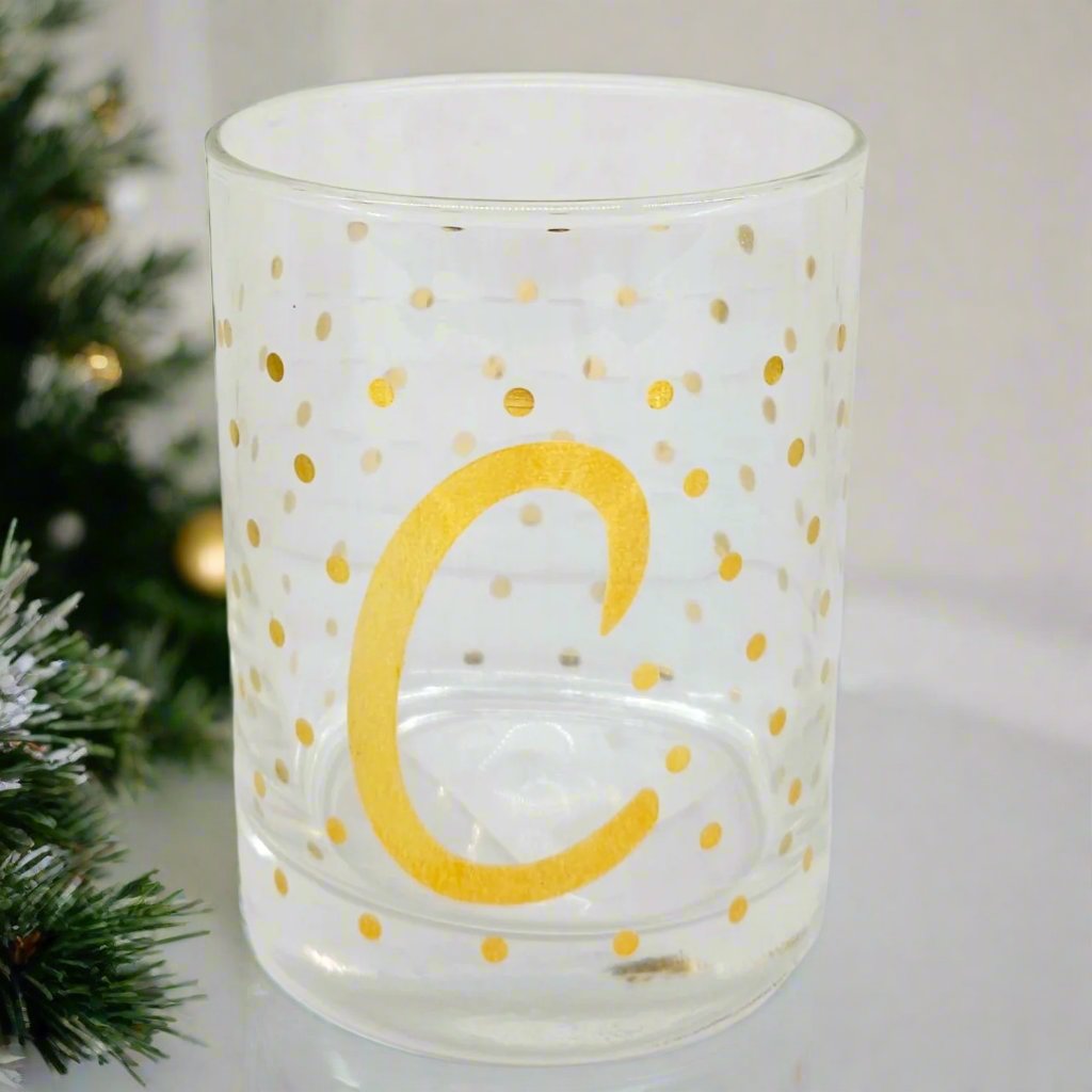 Luminarc Aristocrat 14 ounce Real Gold Monogram