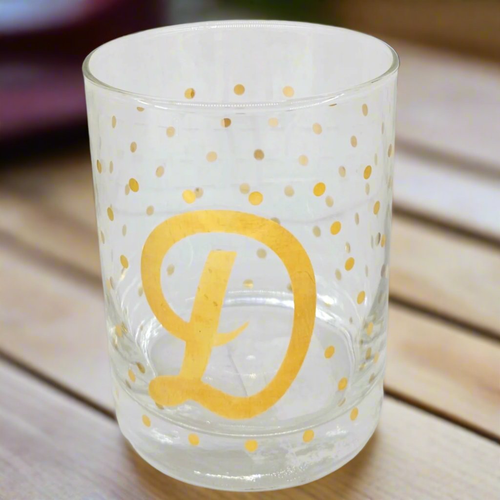 Luminarc Aristocrat 14 ounce Real Gold Monogram