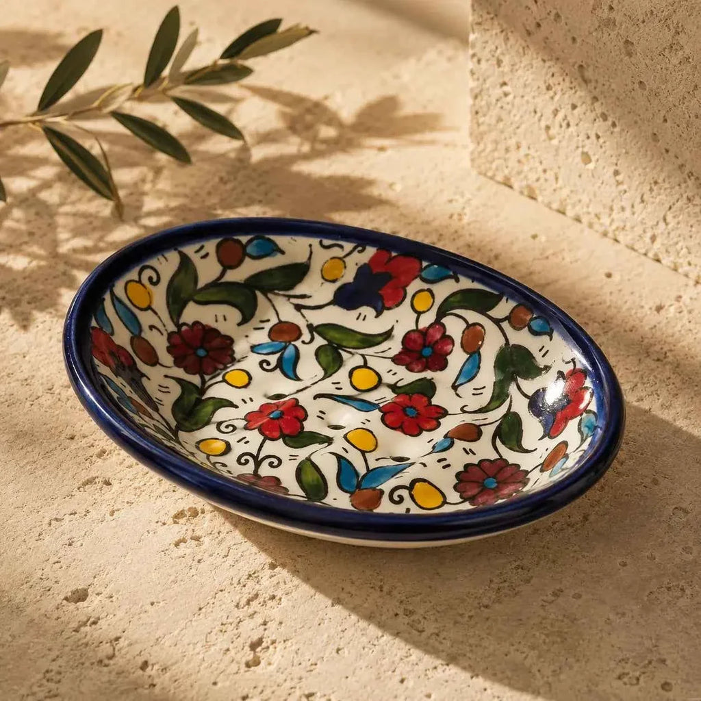 Ceramic Soap Dish with Drainage  11×14.3×3 cm – Soap Holder Tray