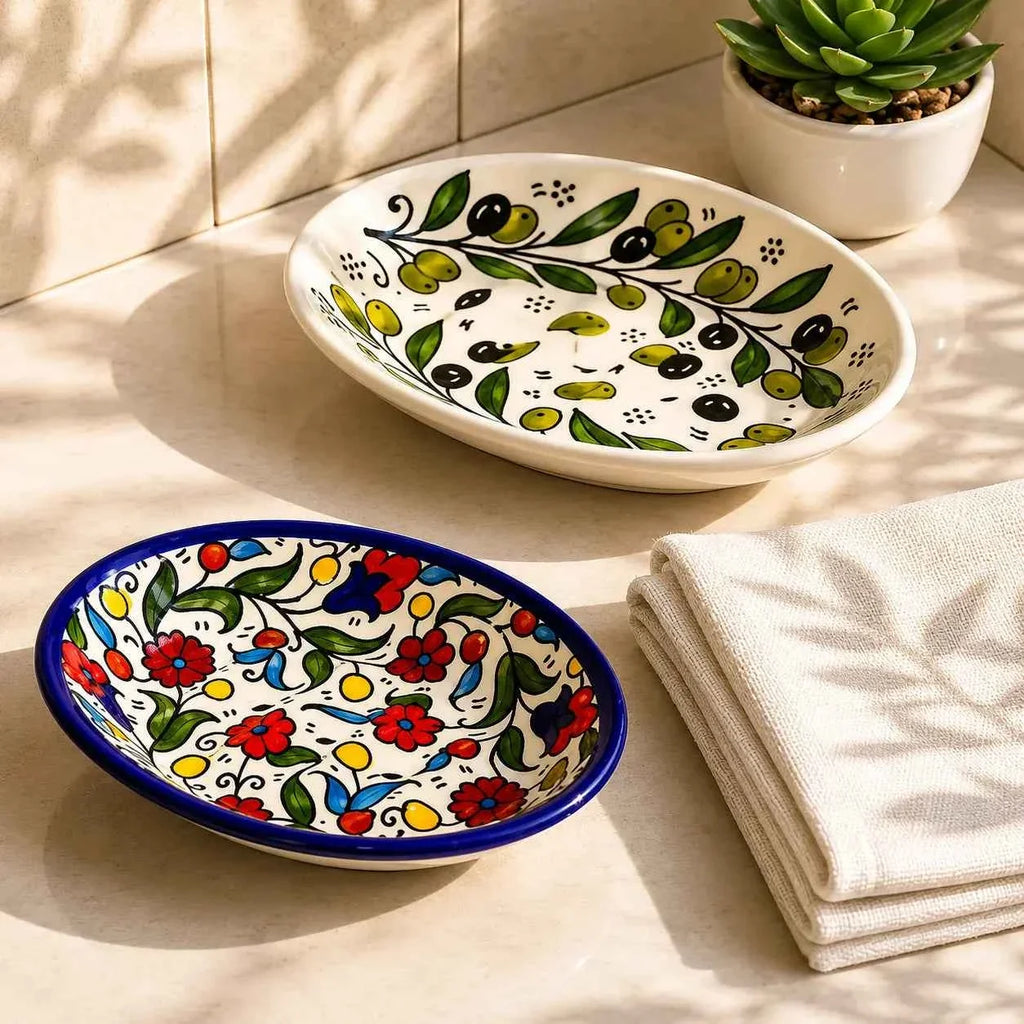 Ceramic Soap Dish with Drainage  11×14.3×3 cm – Soap Holder Tray