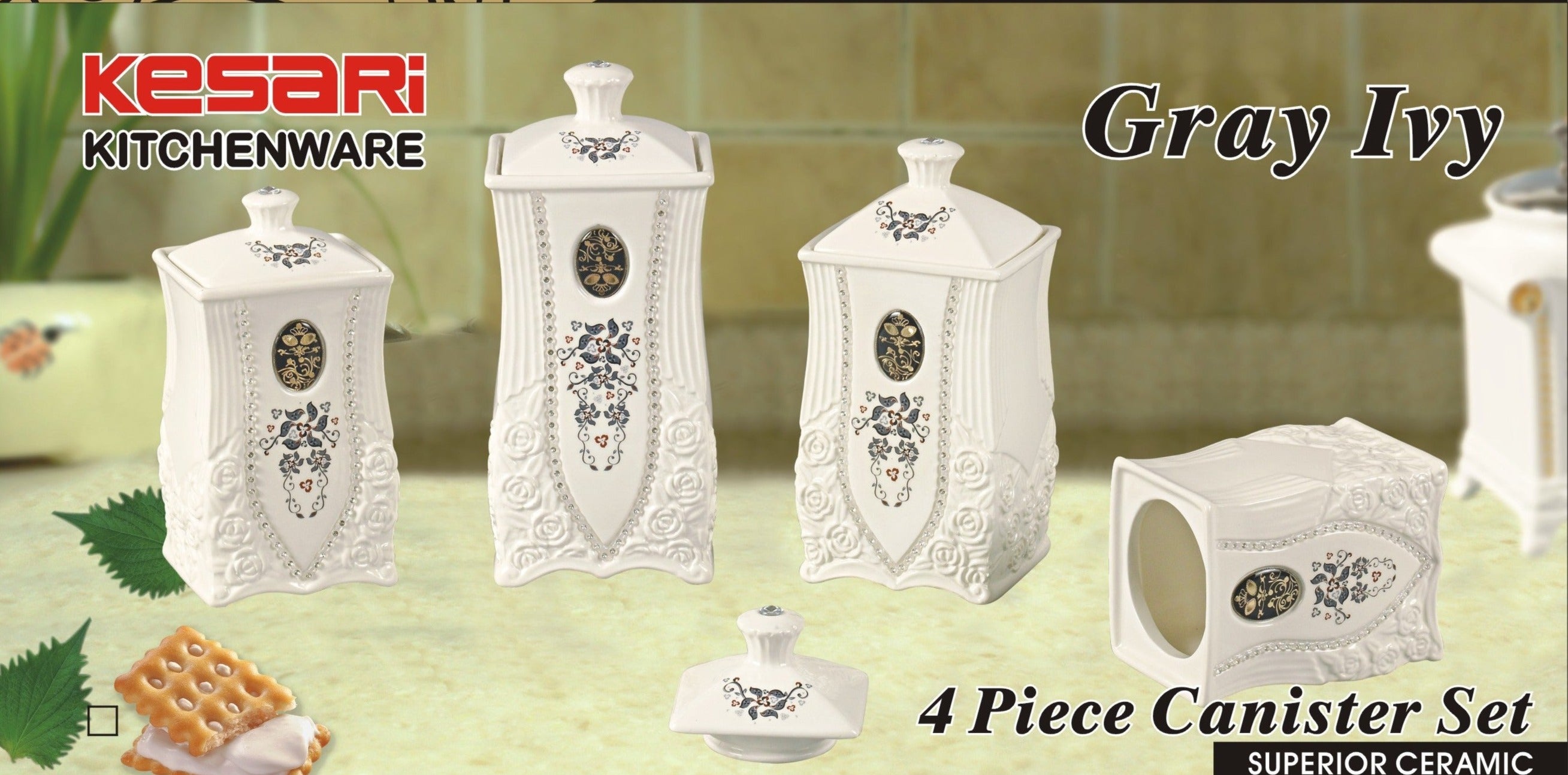 4pc Canister Set Ivy