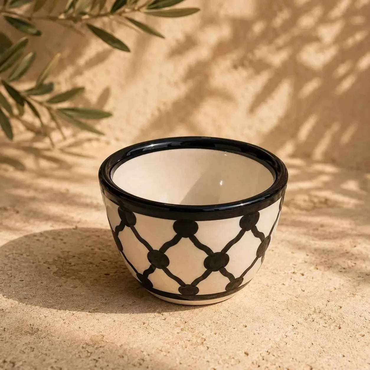 Palestinian Ceramic Coffee Cups Set of 6 – Handcrafted Arabic Espresso Finjan for Authentic Coffee Experience