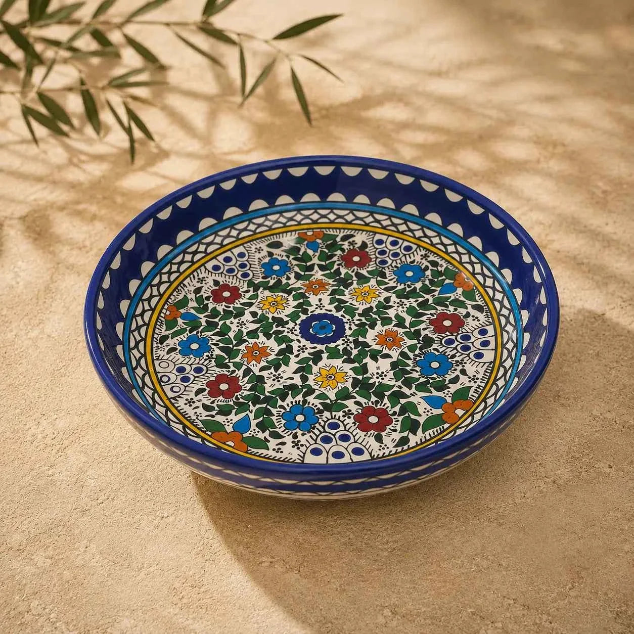 Handmade Ceramic Serving Bowl – Beautifully Designed Floral Pasta & Salad Bowl for Everyday Use
