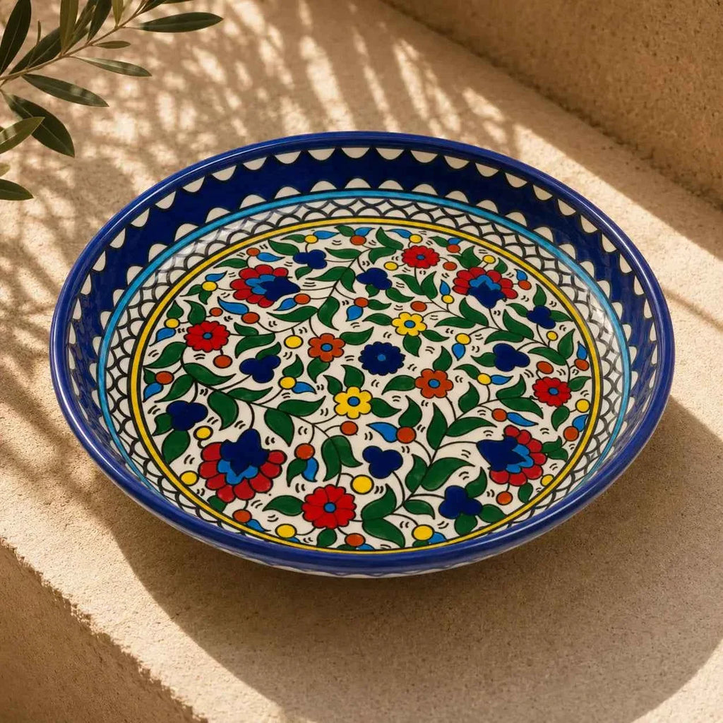 Handmade Floral Ceramic Bowl - Vibrant Tableware for Salads, Pasta & Everyday Meals