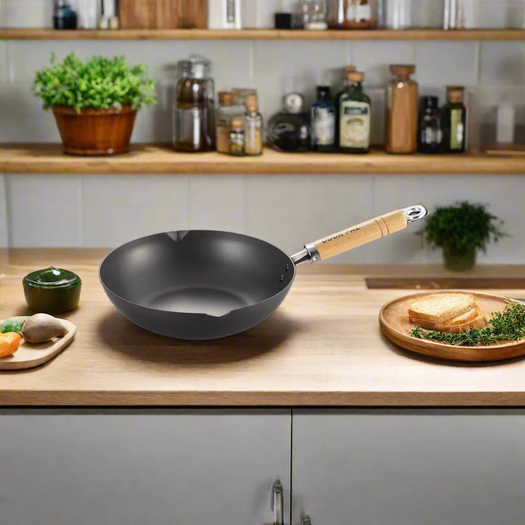 Yoshikawa Cook-Pal Ren 28cm Nitrided Carbon Steel Deep Frying Pan