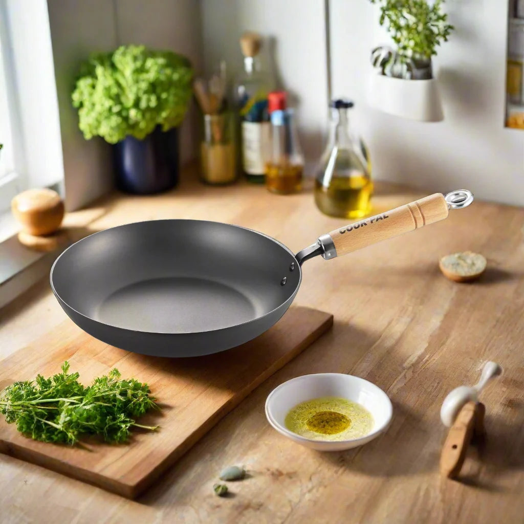 Yoshikawa Cook-Pal Ren 24cm Nitrided Carbon Steel Fry Pan