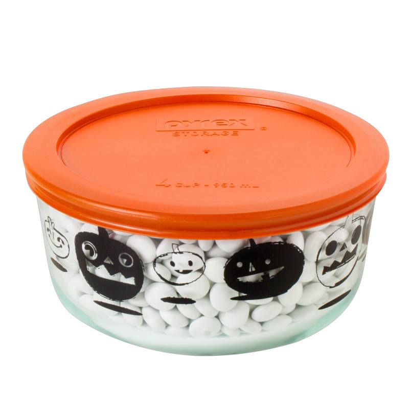 4 Cup Decorated Pyrex Halloween Pumpkin