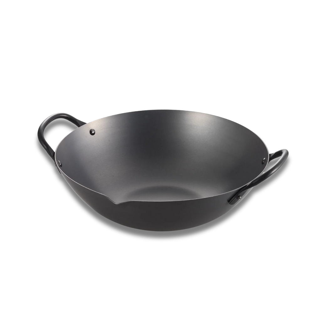 Yoshikawa Cook-Pal Ren 36cm Nitrided Carbon Steel Guangdong Round-Bottom Wok