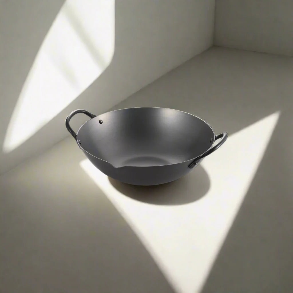 Yoshikawa Cook-Pal Ren 36cm Nitrided Carbon Steel Guangdong Round-Bottom Wok