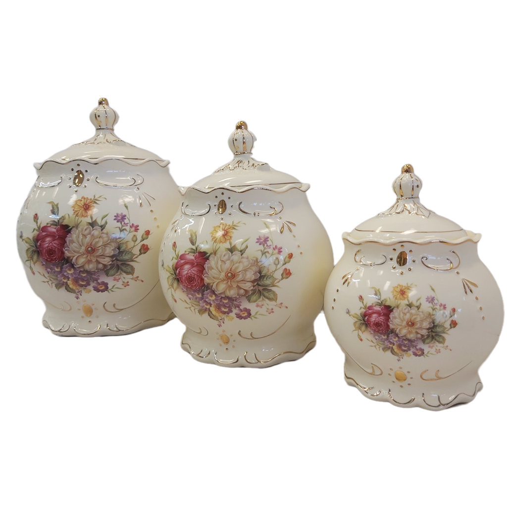 3 piece Canister Set-Flower