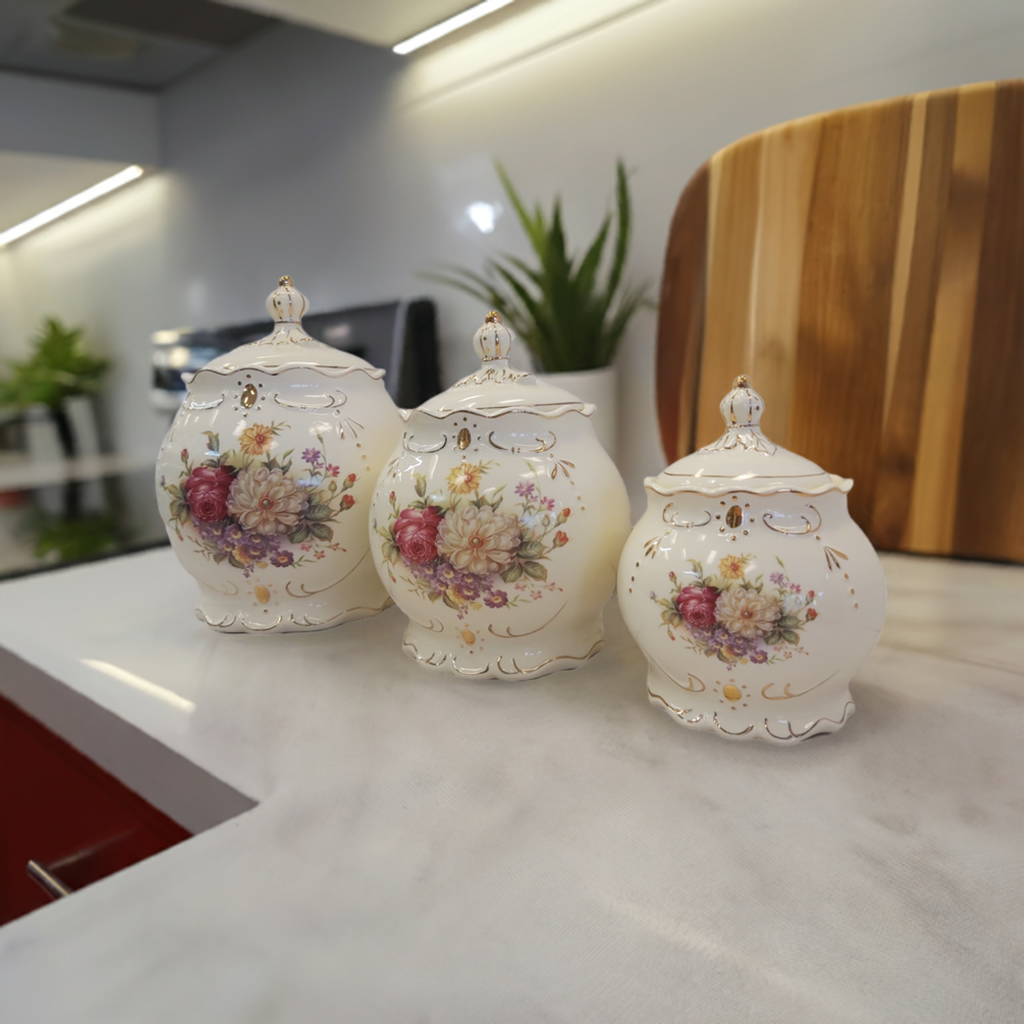 3 piece Canister Set-Flower