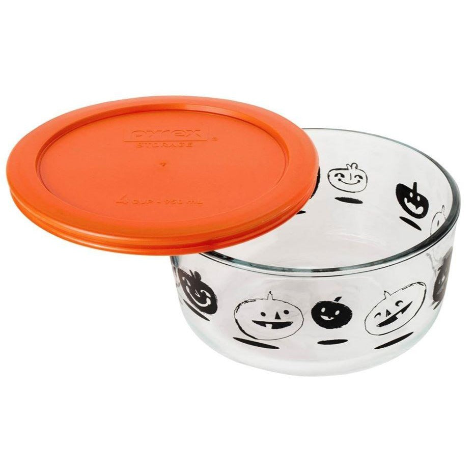 4 Cup Decorated Pyrex Halloween Pumpkin