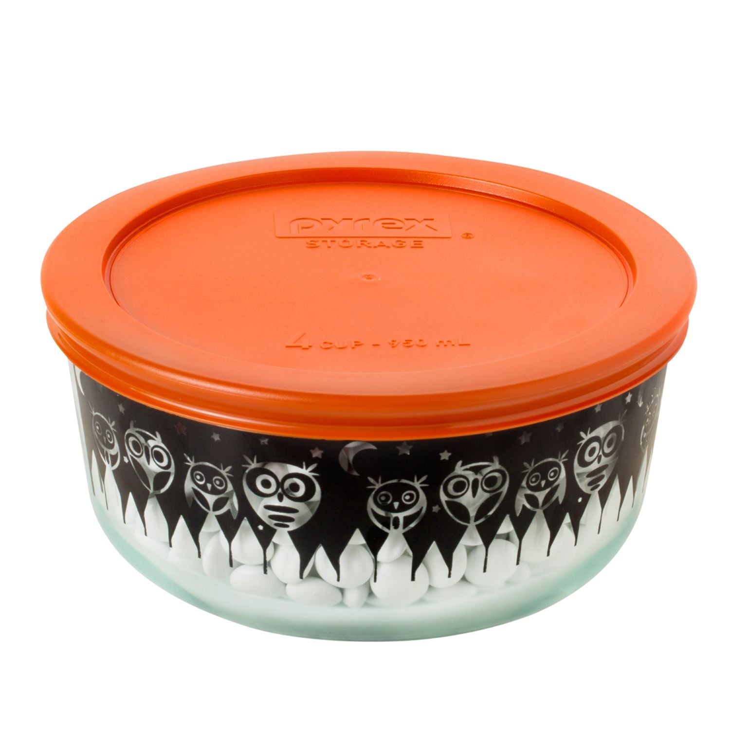 4 Cup Decorated Pyrex Halloween Owl