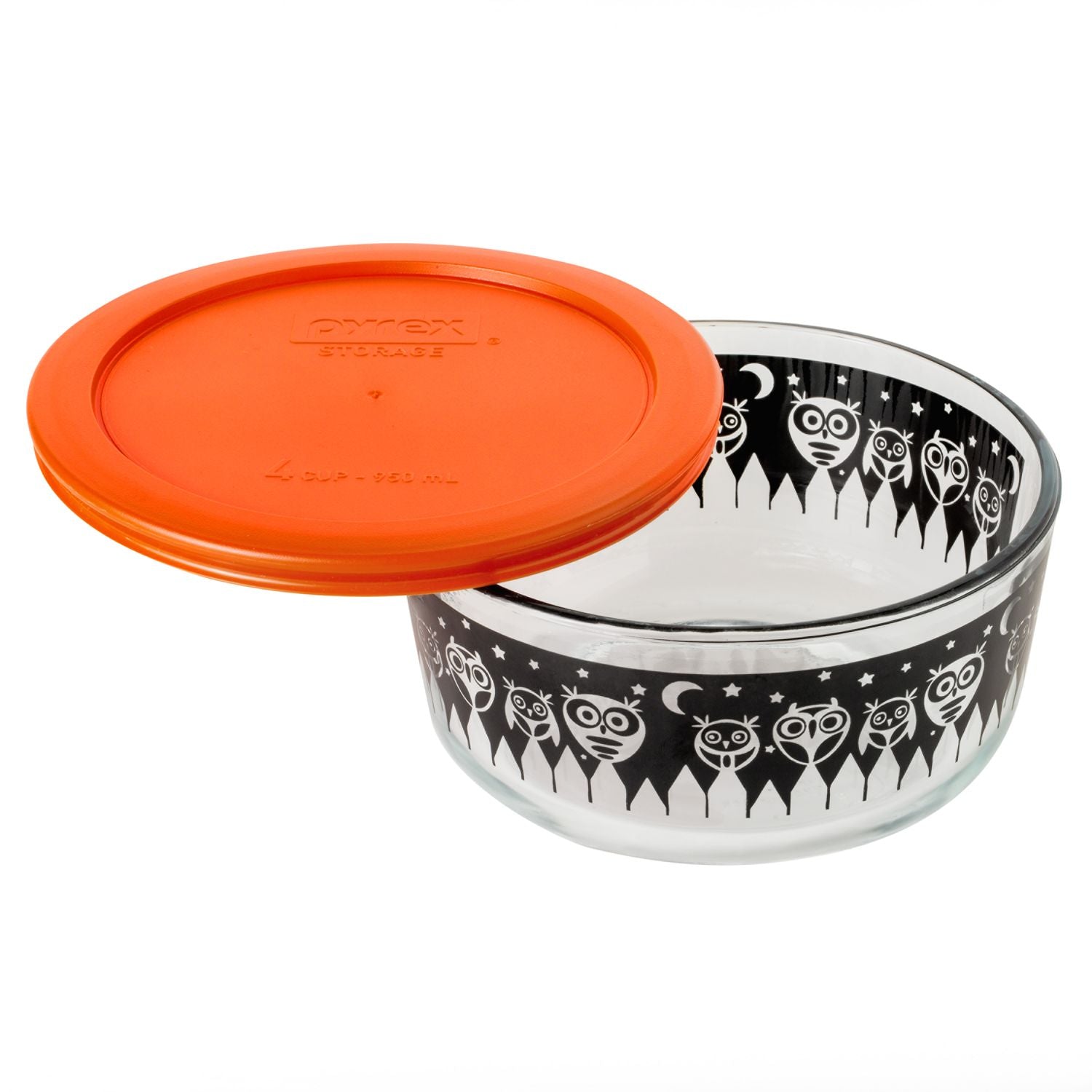4 Cup Decorated Pyrex Halloween Owl