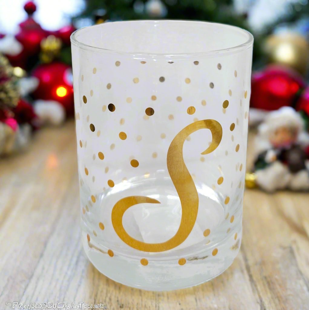 Luminarc Aristocrat 14 ounce Real Gold Monogram