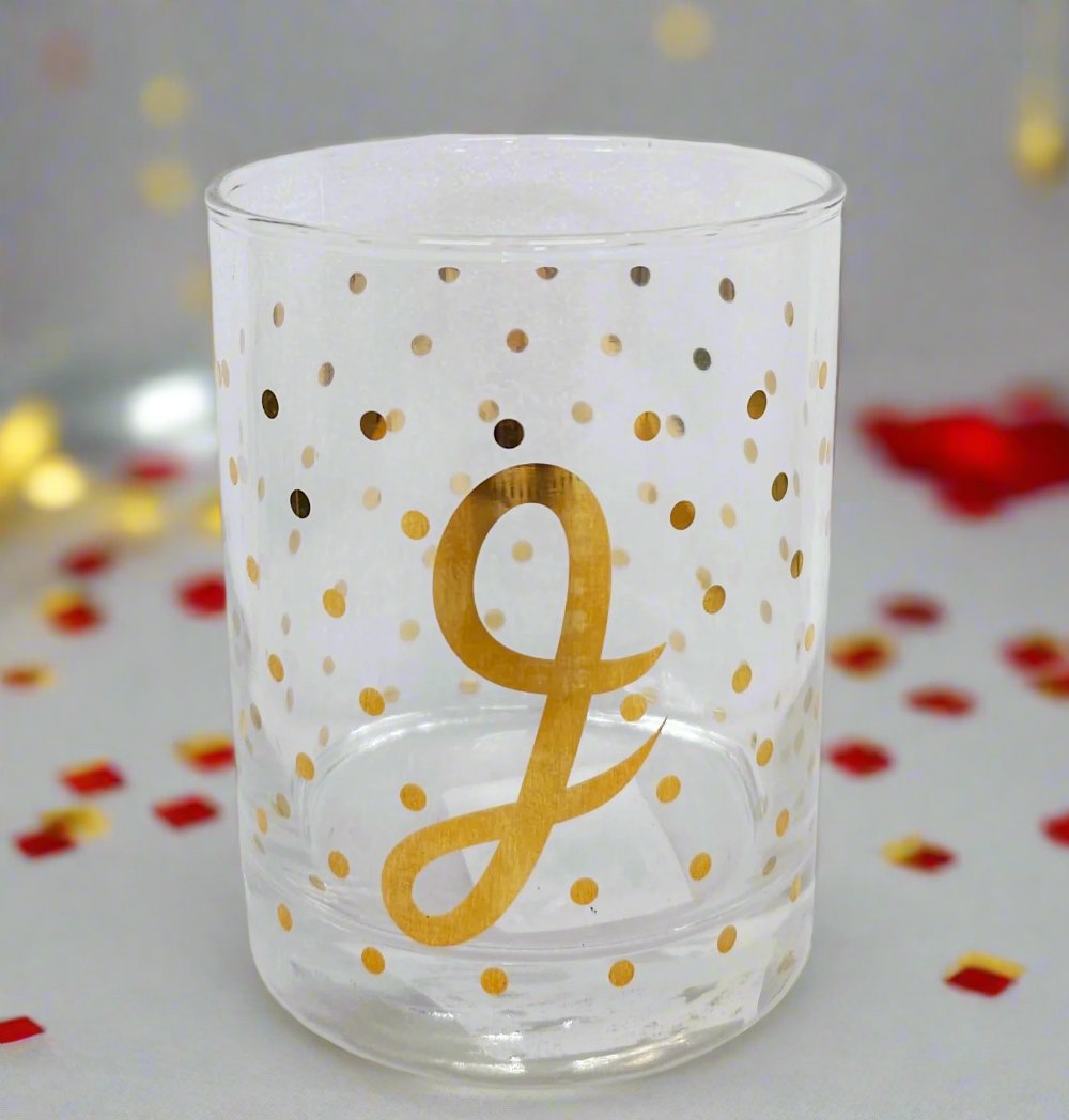 Luminarc Aristocrat 14 ounce Real Gold Monogram
